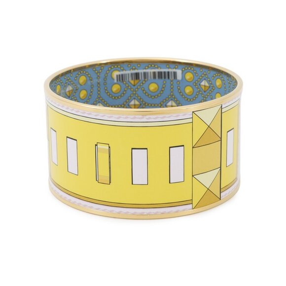 HERMES Email Bangle Size TGM Metal/Cloisonne Yellow/Light Blue/Gold - Picture 9 of 10